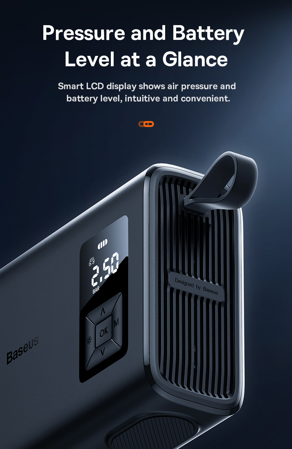 Avtomobilnyi kompressor Baseus Mega Energy Pump Dual Cylinder Wireless Inflator CRNL060001 Фото №12