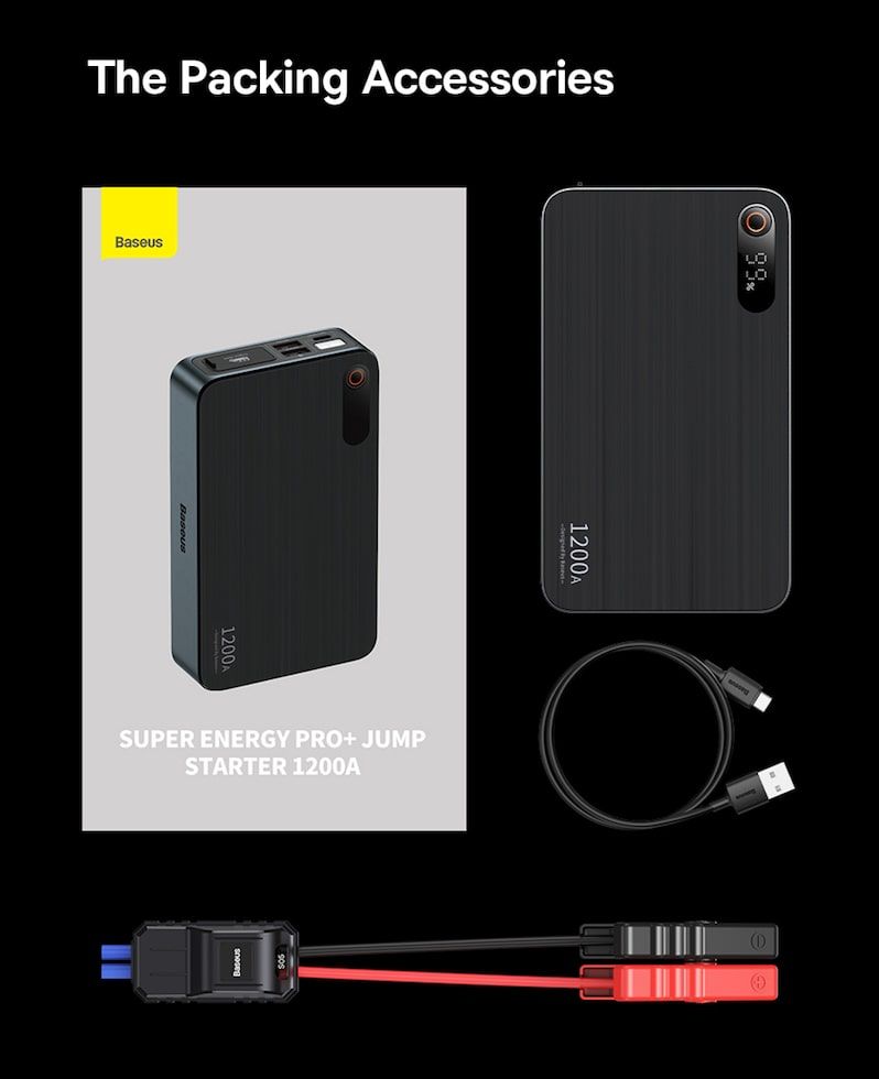 Бустер для авто Baseus Super Energy Pro+ 1200A Car Jump Starter Black Фото 016 Бустер для авто Baseus Super Energy Pro+ 1200A Car Jump Starter Black Фото №6