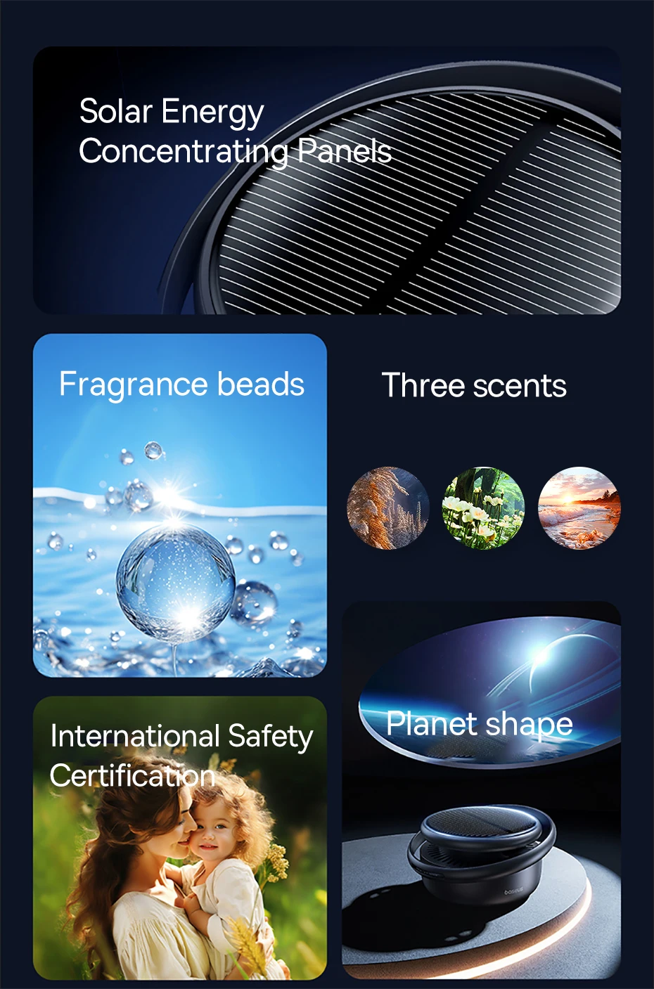 Автопарфуми на сонячній енергії Baseus Solar Momentum | Працює без батарейок BS-CX008 (C20363000111-00) Фото №2