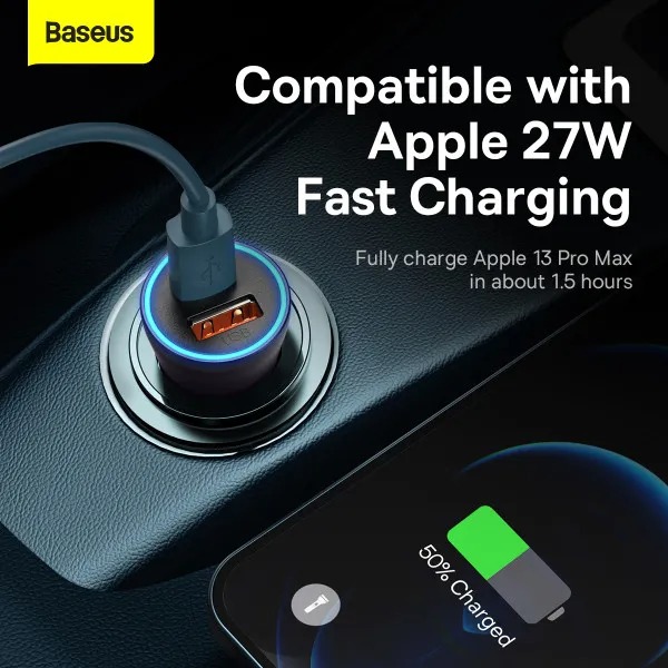 Baseus Golden Contactor Max Dual Fast Charger Car Charger U+C 60W Фото №4