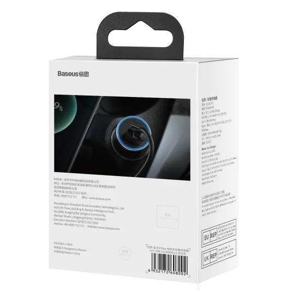 Baseus Golden Contactor Max Dual Fast Charger Car Charger U+C 60W Фото №9