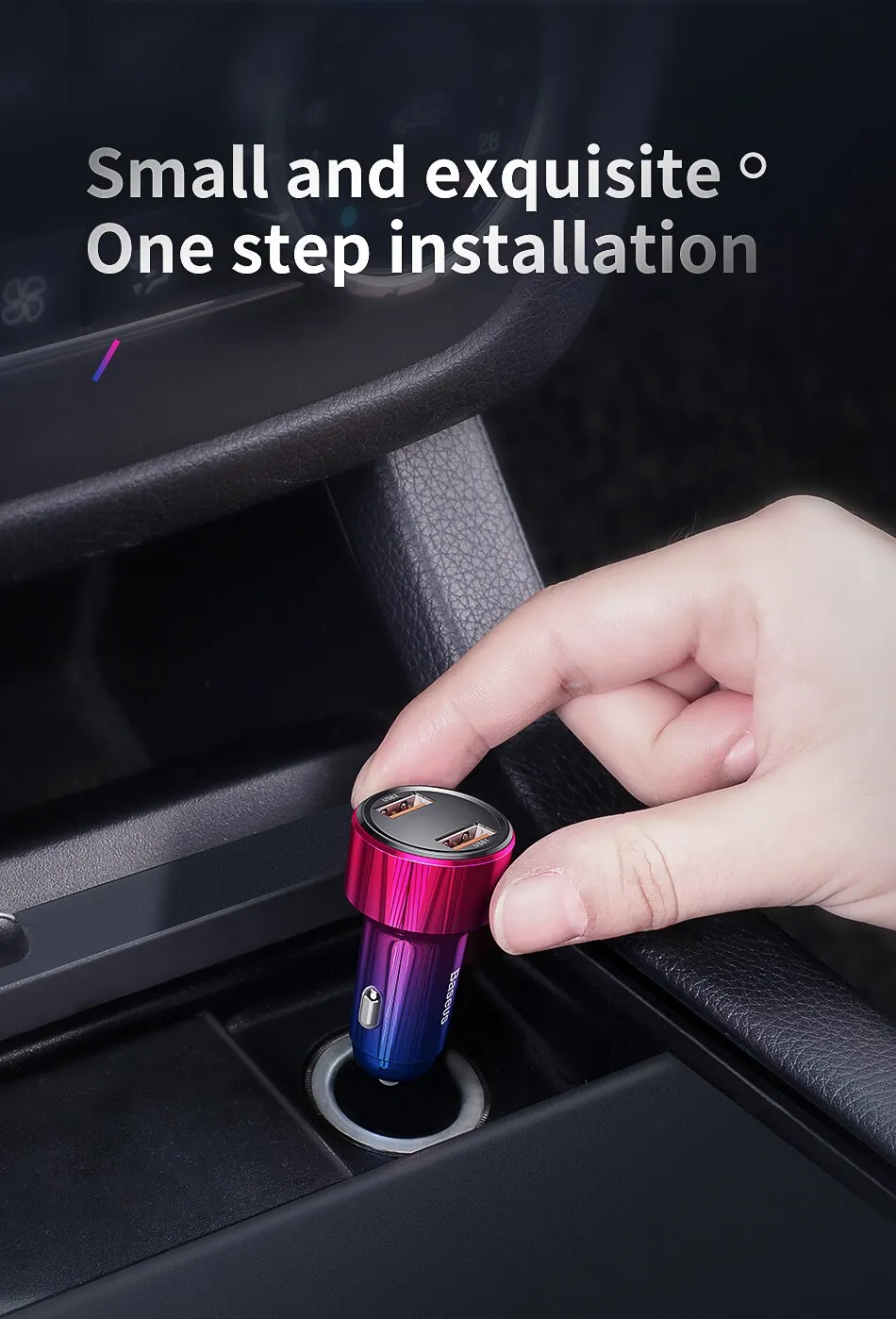 Мощная зарядка в прикуриватель Baseus Magic Series 6A 45W PPS 1xUSB | 1xType-C CCMLC20C-01 Black Фото №2