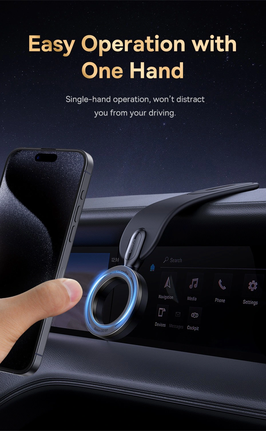 Baseus C02 Go Series Magnetic MagSafe Car Phone Mount Фото №11