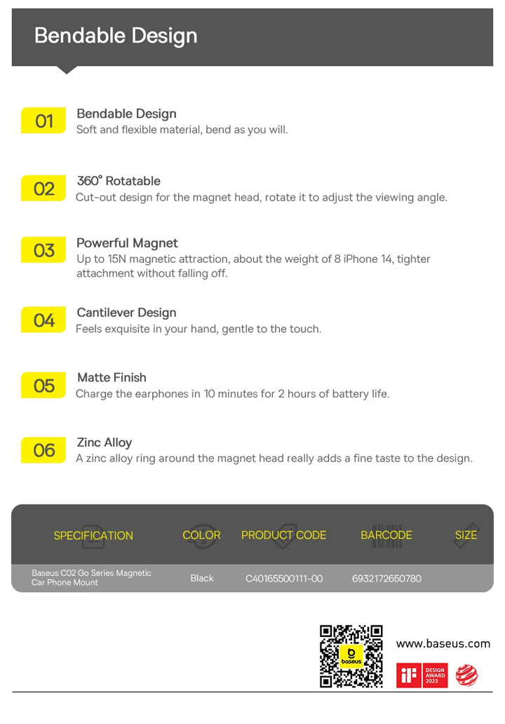 Baseus C02 Go Series Magnetic MagSafe Car Phone Mount Фото №16