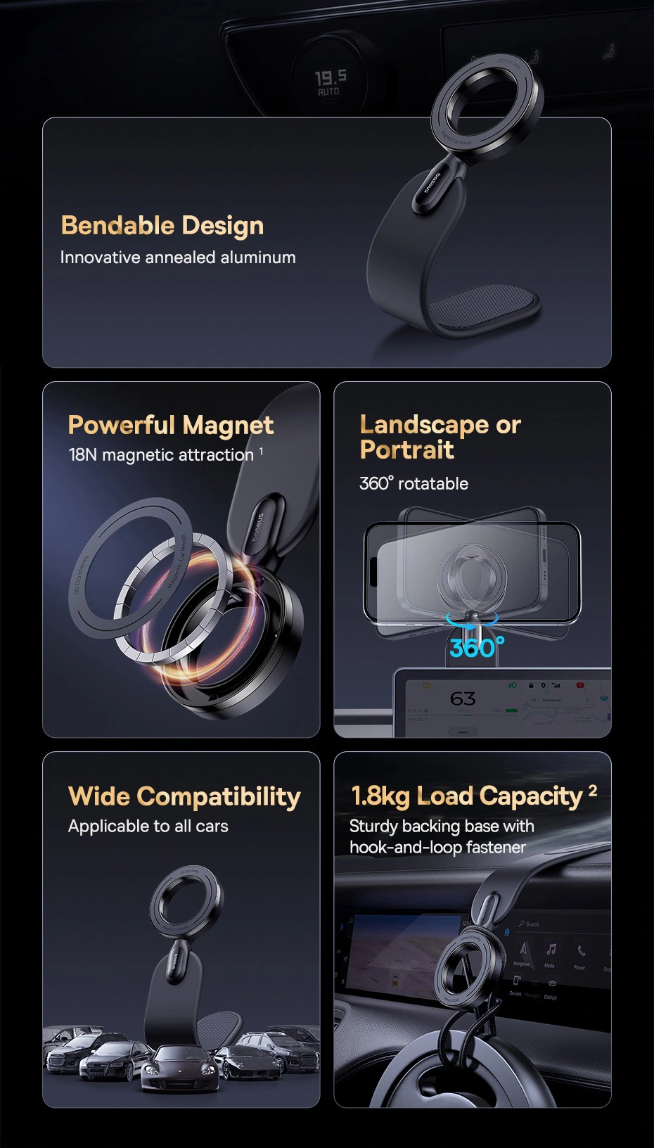 Baseus C02 Go Series Magnetic MagSafe Car Phone Mount Фото №2