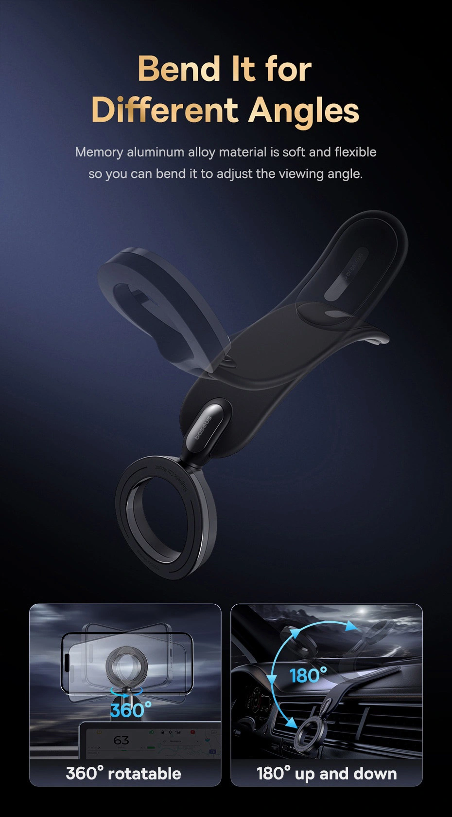 Baseus C02 Go Series Magnetic MagSafe Car Phone Mount Фото №3