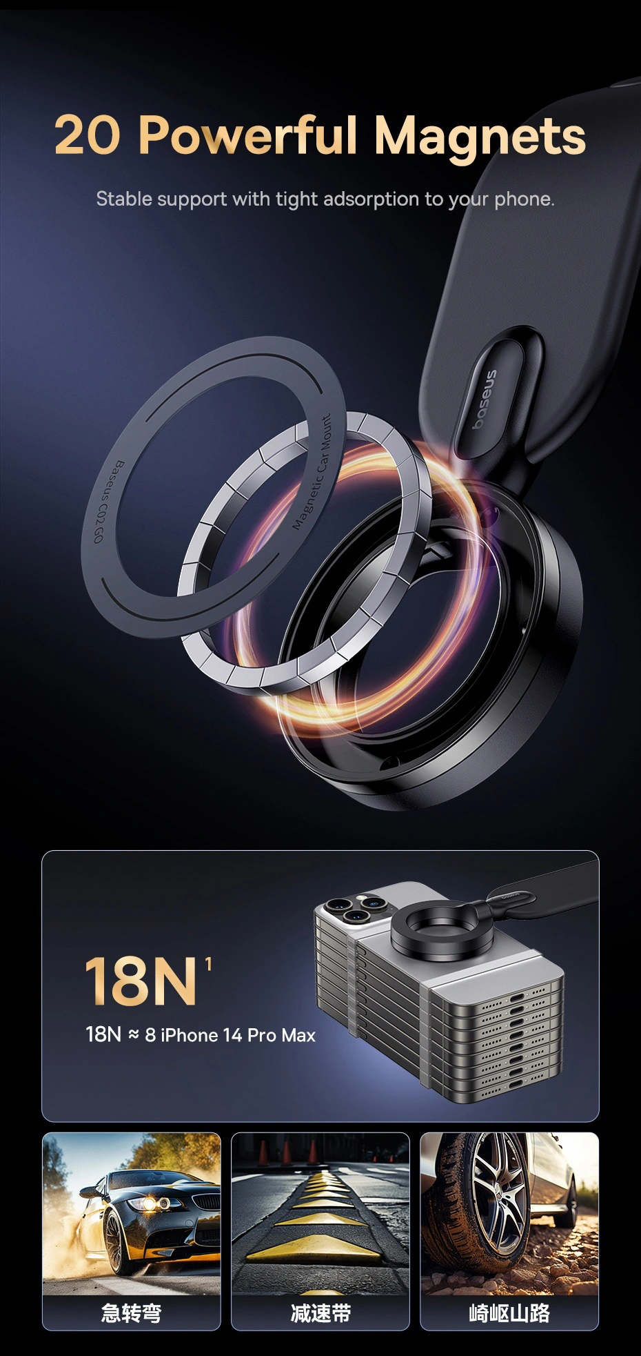 Baseus C02 Go Series Magnetic MagSafe Car Phone Mount Фото №4