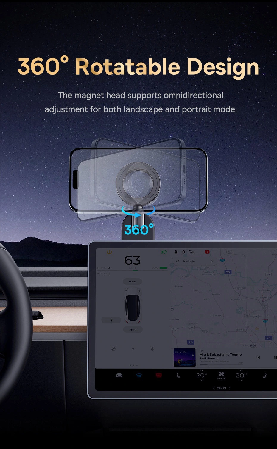 Baseus C02 Go Series Magnetic MagSafe Car Phone Mount Фото №5