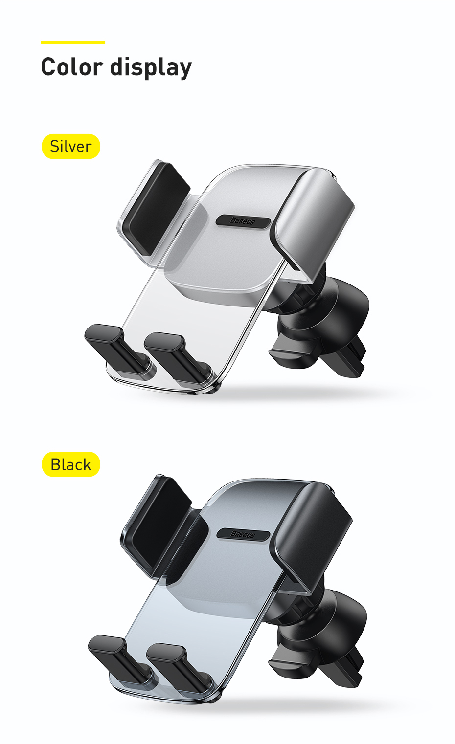 Автодержатель Baseus Easy Control Clamp Car Mount Holder SUYK000001 Black для вентиляционного отверстия и приборной панели Фото №15