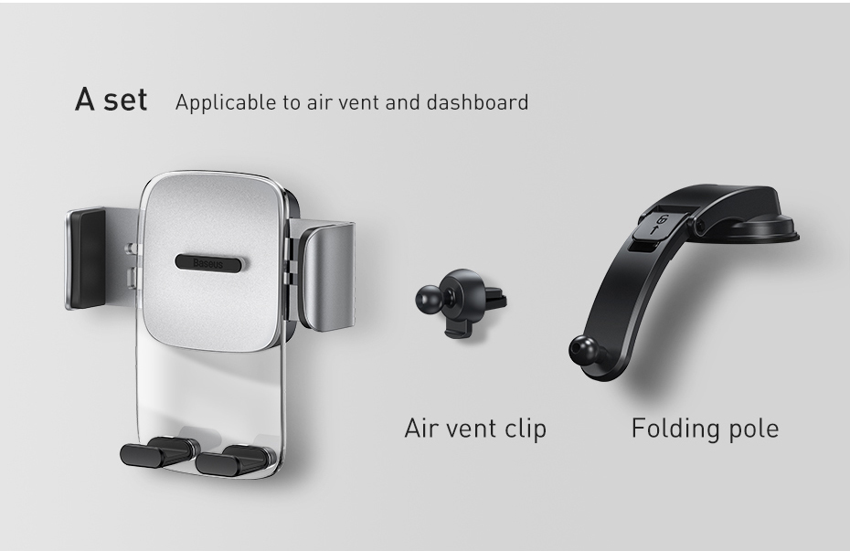 Автодержатель Baseus Easy Control Clamp Car Mount Holder SUYK000001 Black для вентиляционного отверстия и приборной панели Фото №2