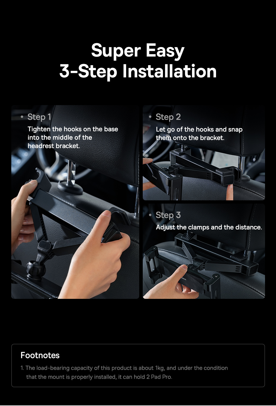 Держатель для планшета в авто Baseus JoyRide Pro Backseat Car Mount 4.7-12.3 дюйма SUTQ000001 BS-CZ009 Фото №19