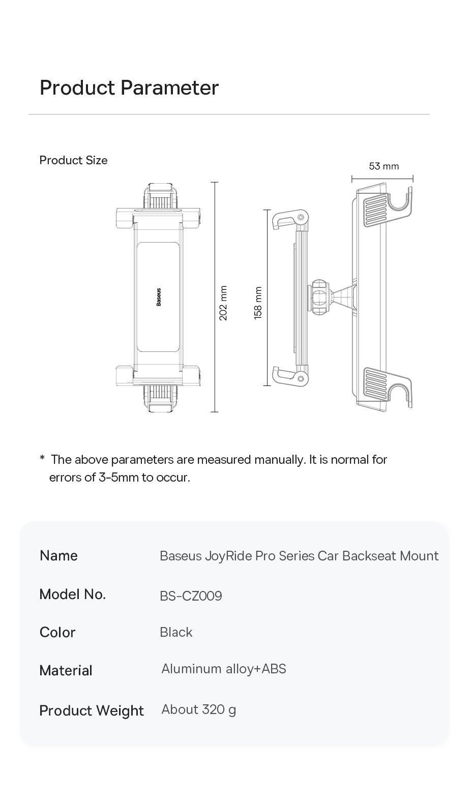 Держатель для планшета в авто Baseus JoyRide Pro Backseat Car Mount 4.7-12.3 дюйма SUTQ000001 BS-CZ009 Фото №20