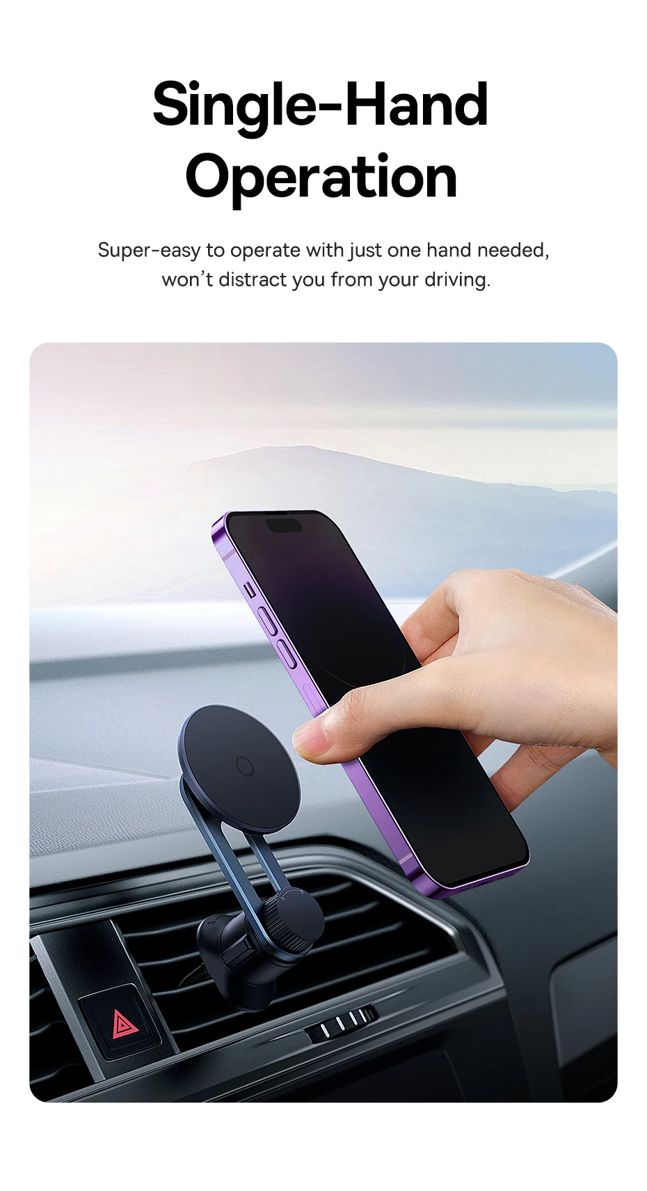 Автомобільний магнітний тримач Baseus MagPro Series (C40161200121-00) | Сумісний з MagSafe Фото №12