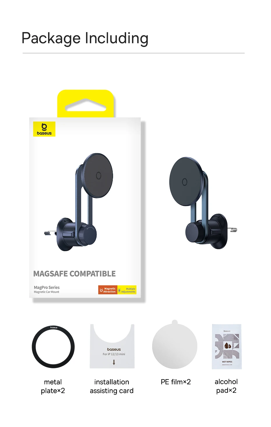 Автомобільний магнітний тримач Baseus MagPro Series (C40161200121-00) | Сумісний з MagSafe Фото №18
