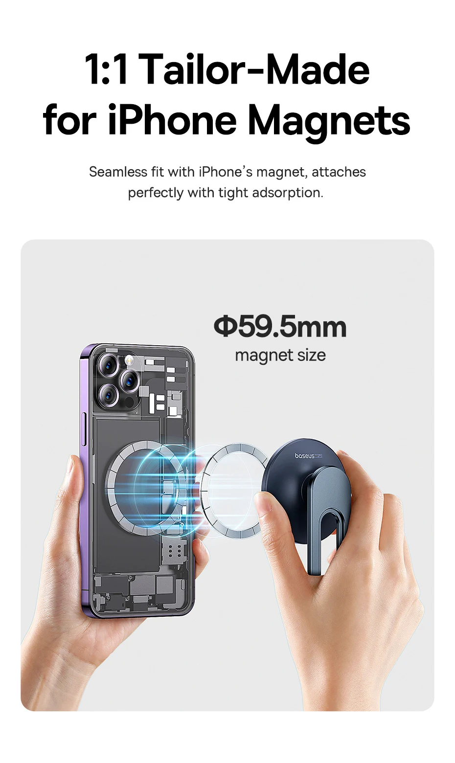 Автомобільний магнітний тримач Baseus MagPro Series (C40161200121-00) | Сумісний з MagSafe Фото №7