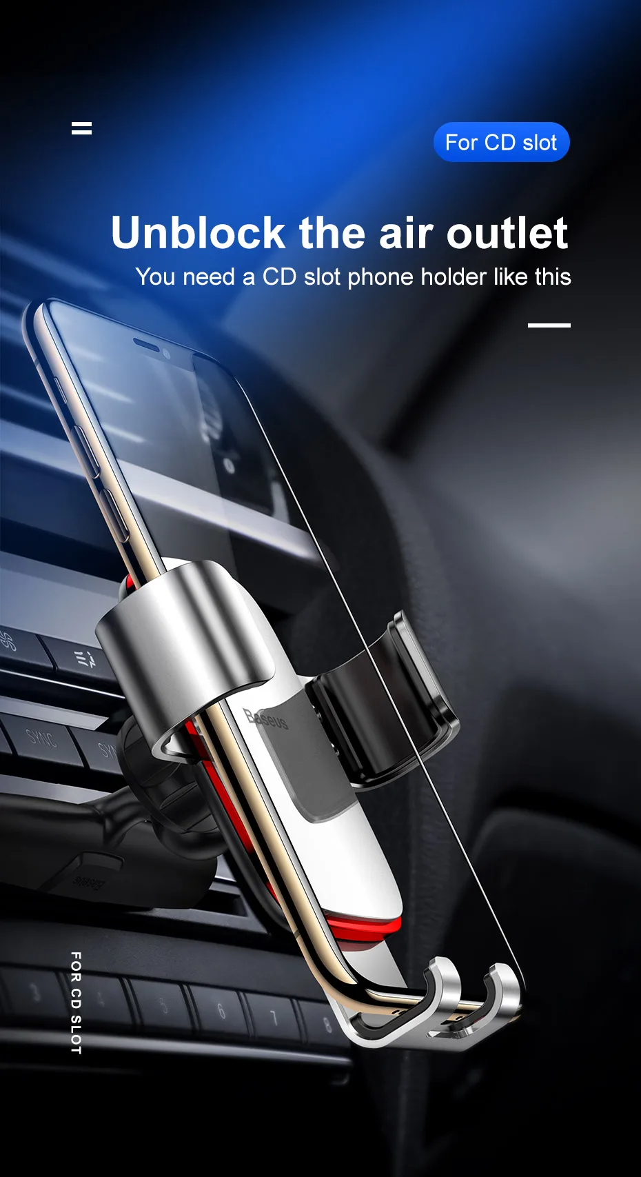 Metal Age Gravity Car Mount CD Version Black (SUYL-J01) Фото №1