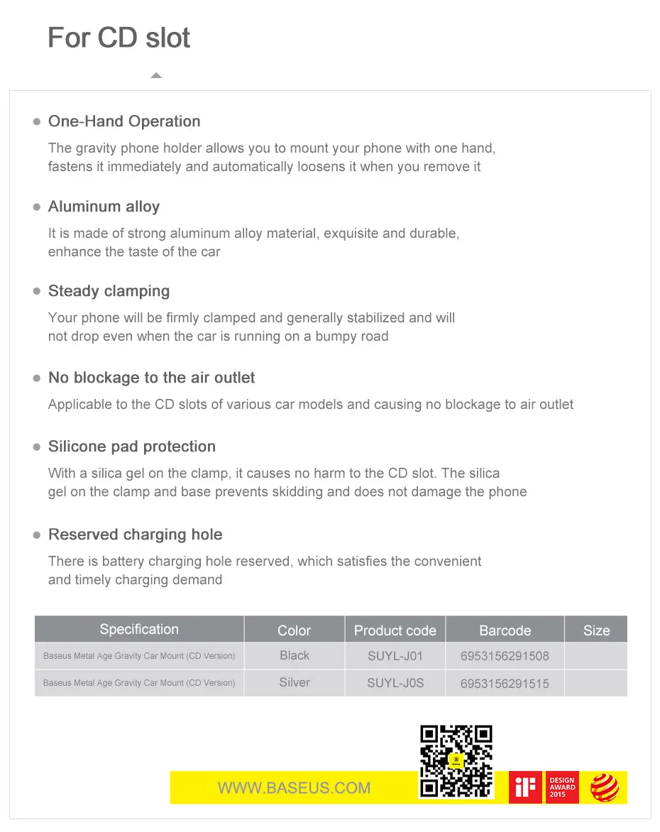 Metal Age Gravity Car Mount CD Version Black (SUYL-J01) Изображение #18 Metal Age Gravity Car Mount CD Version Black (SUYL-J01) Фото №18