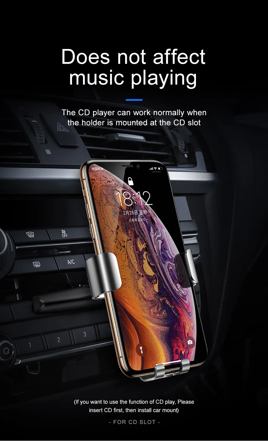 Metal Age Gravity Car Mount CD Version Black (SUYL-J01) Фото №5