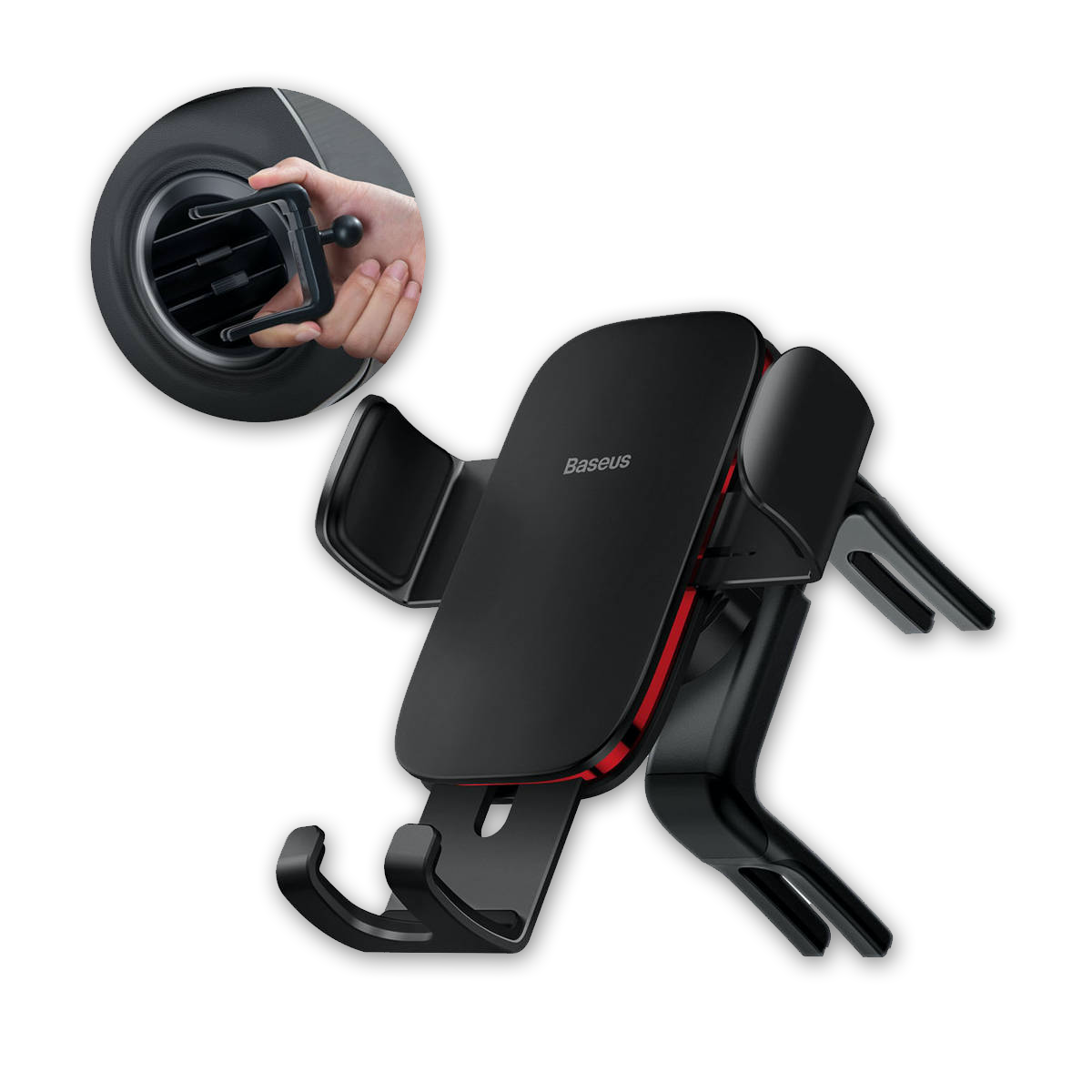 Держатель для телефона в машину Baseus Metal Age ll Gravity Car Mount Black  | на круглый воздуховод: продажа, цена в Украине. подставки-держатели для  портативных устройств от 