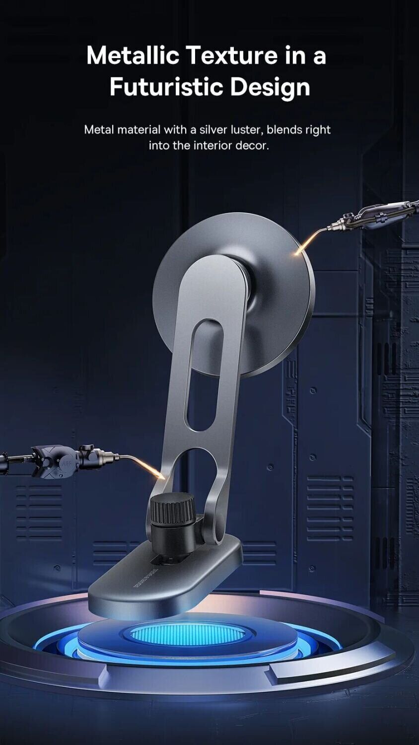 Baseus T-Space Metal for Tesla Car Magnetic Phone MagSafe Holder Frost Silver C40151300S11-00 Фото №3