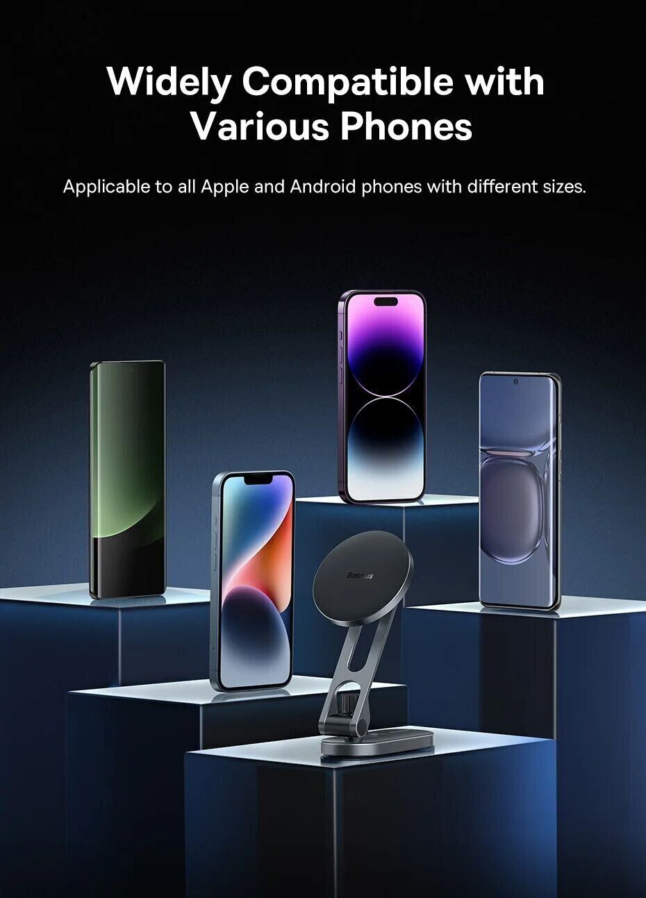 Baseus T-Space Metal for Tesla Car Magnetic Phone MagSafe Holder Frost Silver C40151300S11-00 Фото №11