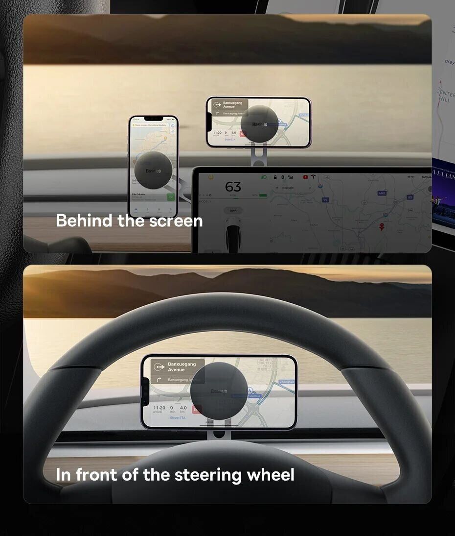 Baseus T-Space Metal for Tesla Car Magnetic Phone MagSafe Holder Frost Silver C40151300S11-00 Фото №10