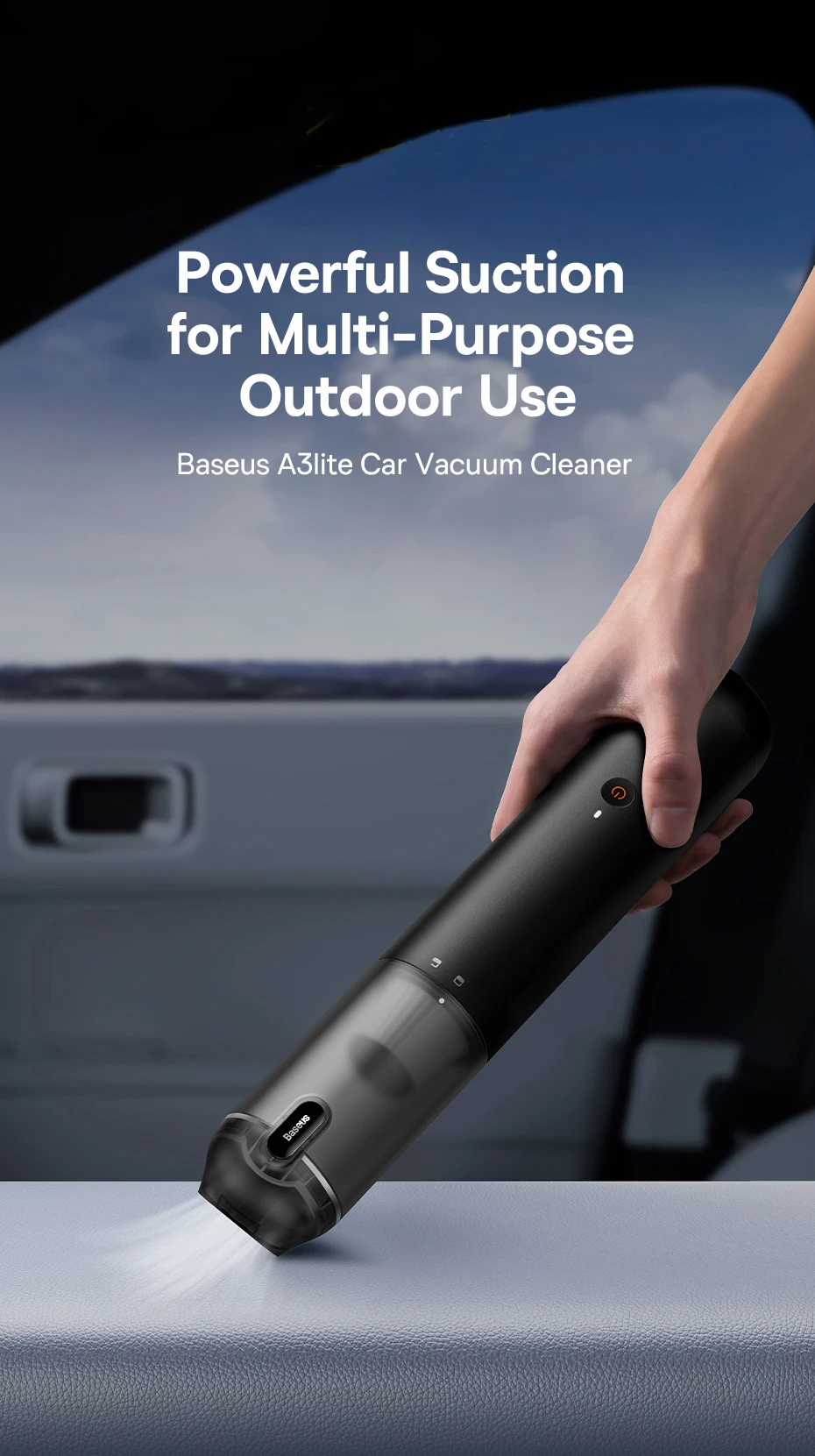 Baseus A3lite Handy Vacuum Cleaner |НЕРА, 6000 mAh, 12000Pa| Фото №1