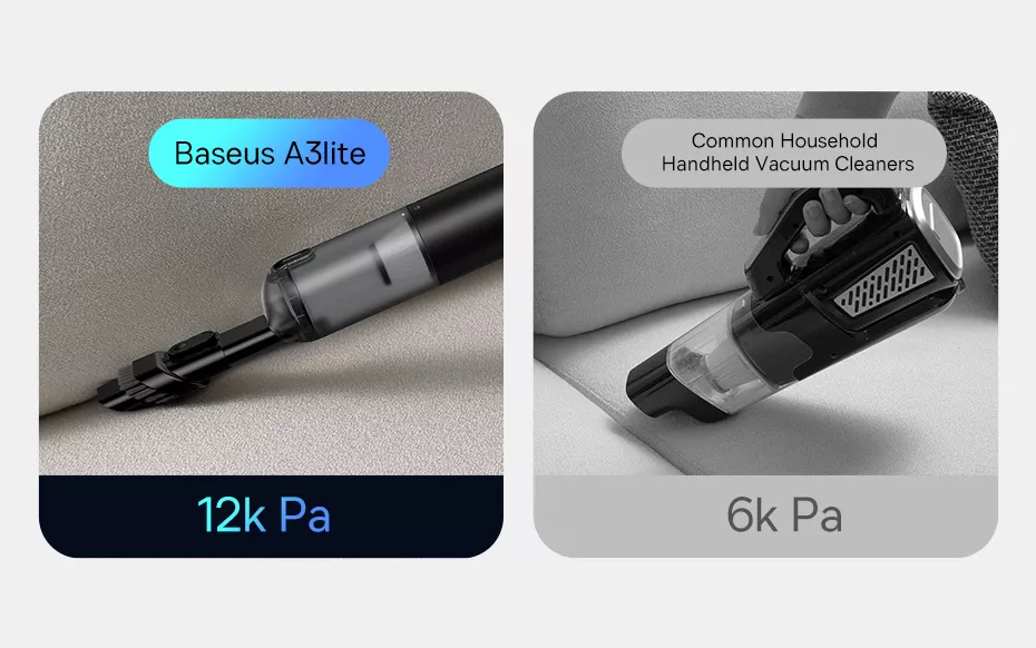Baseus A3lite Handy Vacuum Cleaner |НЕРА, 6000 mAh, 12000Pa| Фото №6
