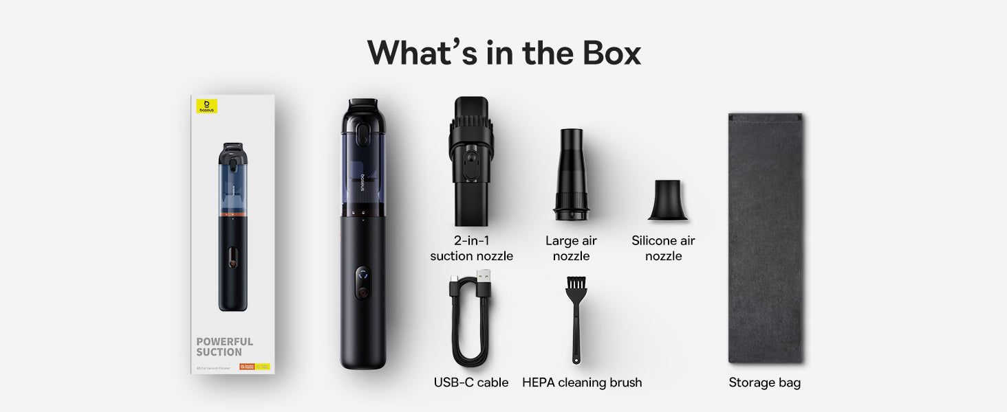 Авто-пилосос Baseus A5 Handy Vacuum Cleaner 16000pa Black C30459500111-00 Фото №1