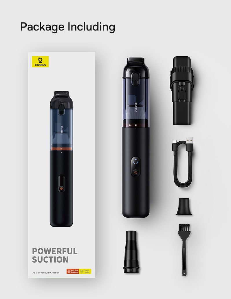 Авто-пилосос Baseus A5 Handy Vacuum Cleaner 16000pa Black C30459500111-00 Фото №18