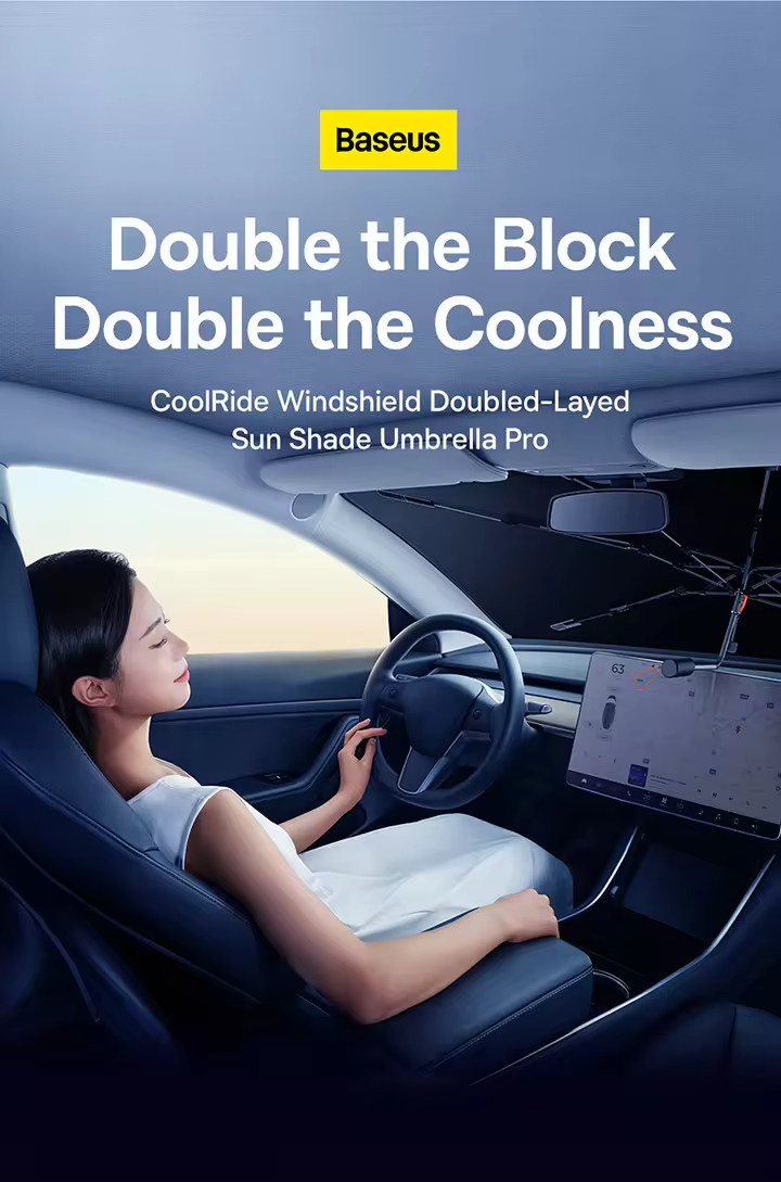 Baseus CoolRide Doubled-Layered Windshield Sun Shade Umbrella Pro Large C20656100111-00 Black Фото №1