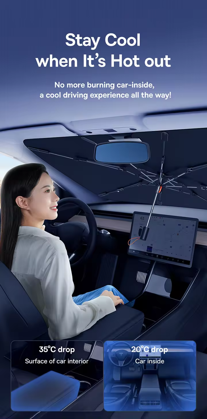 Baseus CoolRide Doubled-Layered Windshield Sun Shade Umbrella Pro Large C20656100111-00 Black Фото №3