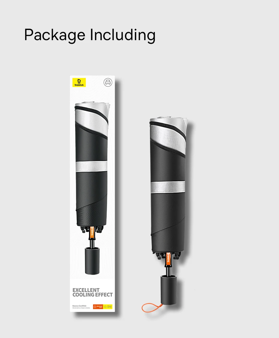 Сонцезахисна парасолька на лобове скло автомобіля Baseus CoolRide Windshield Sun Shade Umbrella Cluster Black BS-CN013 | 142x75 см | C20656101111-00 (6932172657109) Фото №16