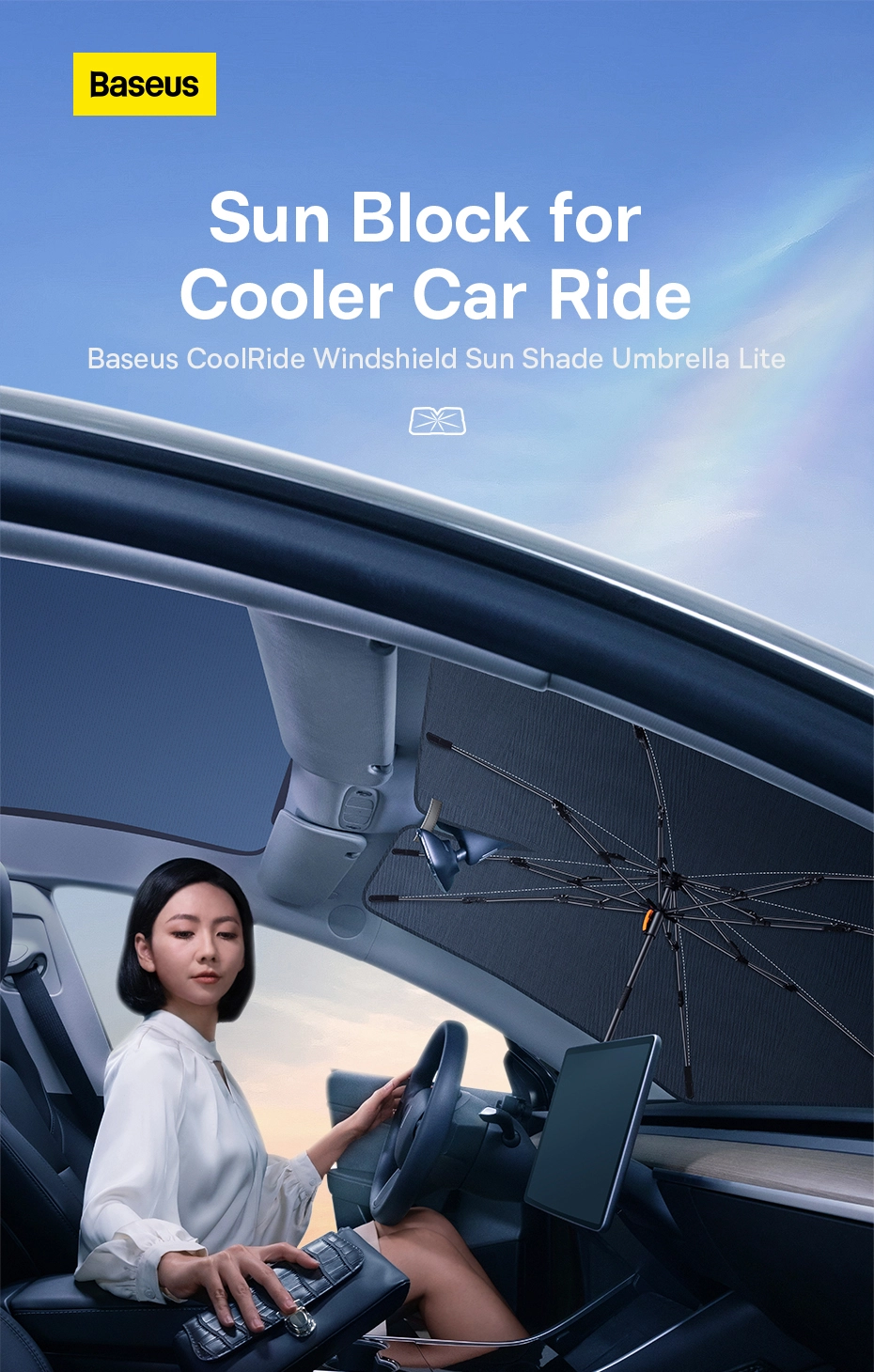 Baseus CoolRide Windshield Sun Shade Umbrella Lite Small (CRKX000001) Фото №1