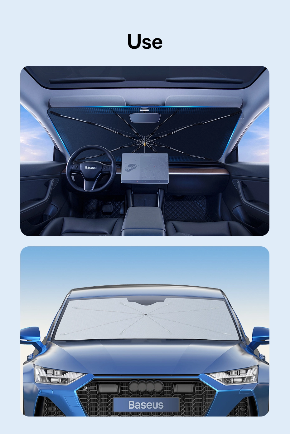 Baseus CoolRide Windshield Sun Shade Umbrella Lite Small (CRKX000001) Фото №18
