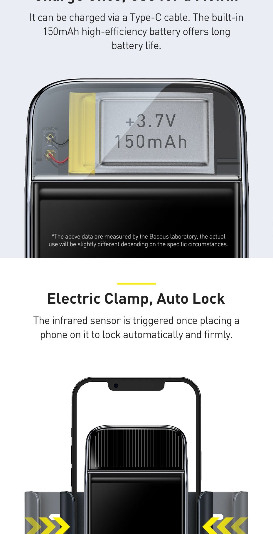 Baseus electric bicycle smartphone holder with built-in solar panel 150mAh black (SUZG010001) Фото №3