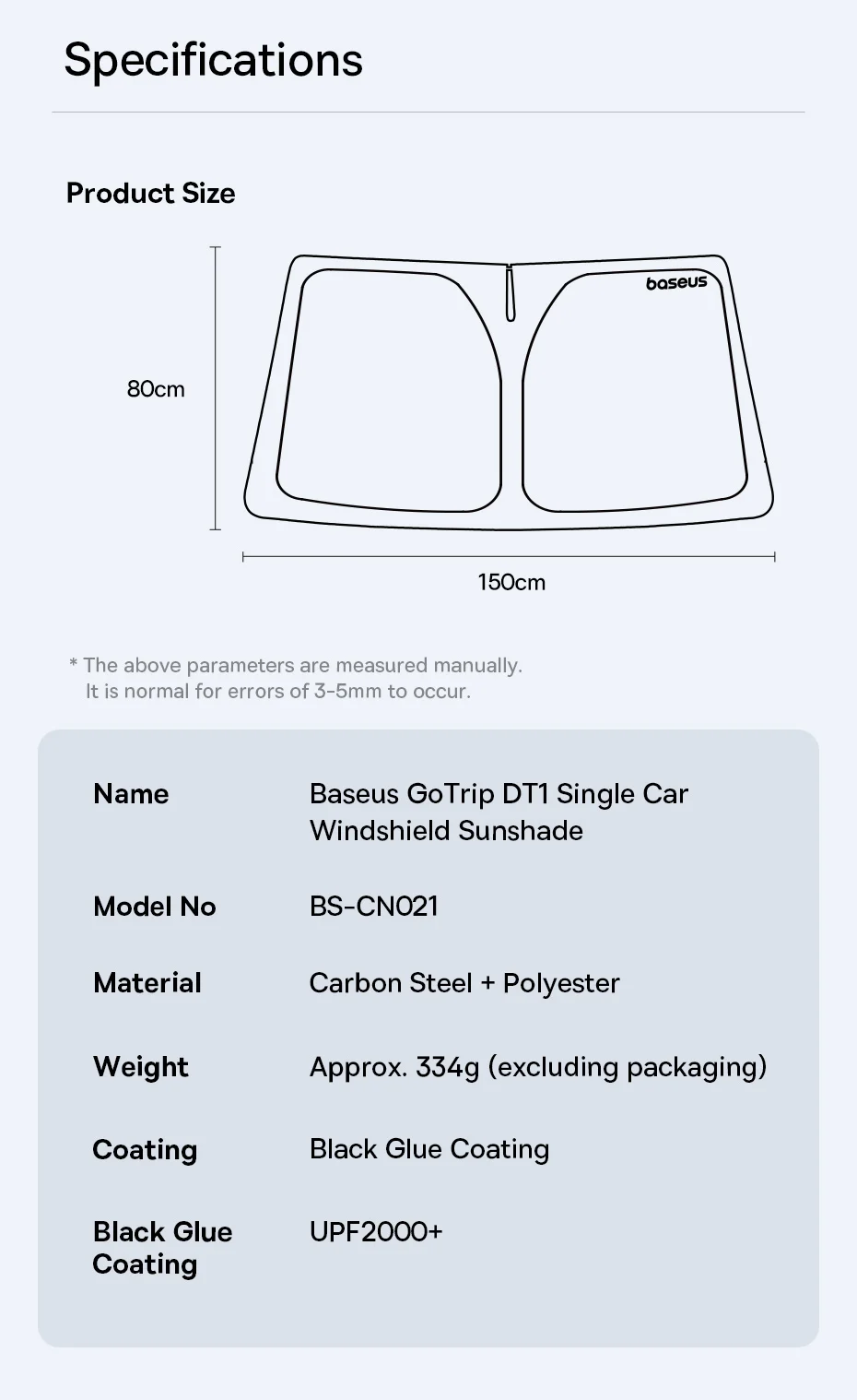Baseus GoTrip DT1 Car Sunshade Windshield Cover 150x80 см (BC-CN021) Фото №18