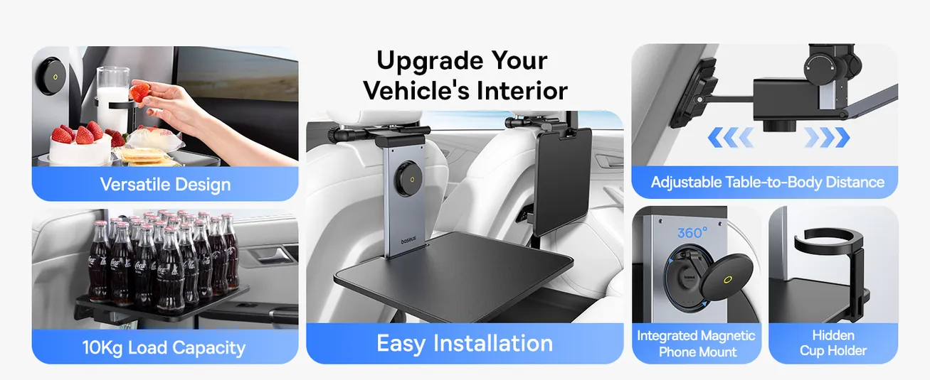Автомобильный столик органайзер Baseus MagPro Series Versatile Car Mount for Backseat Headrest Фото №2