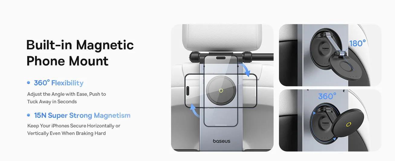 Автомобильный столик органайзер Baseus MagPro Series Versatile Car Mount for Backseat Headrest Фото №7