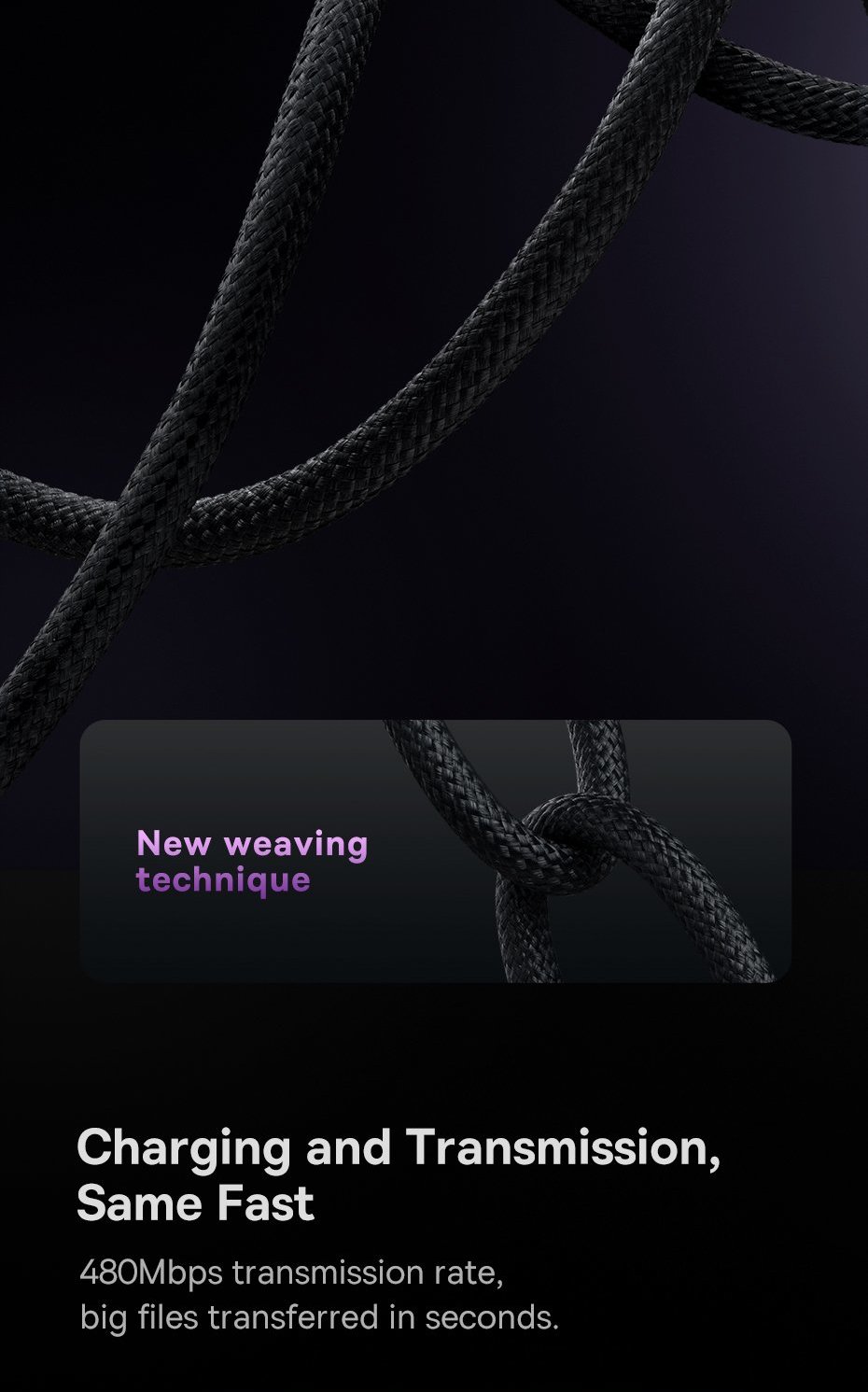 Baseus Glimmer Series fast charging cable USB-A - USB-C 100W 480Mbps Фото №13