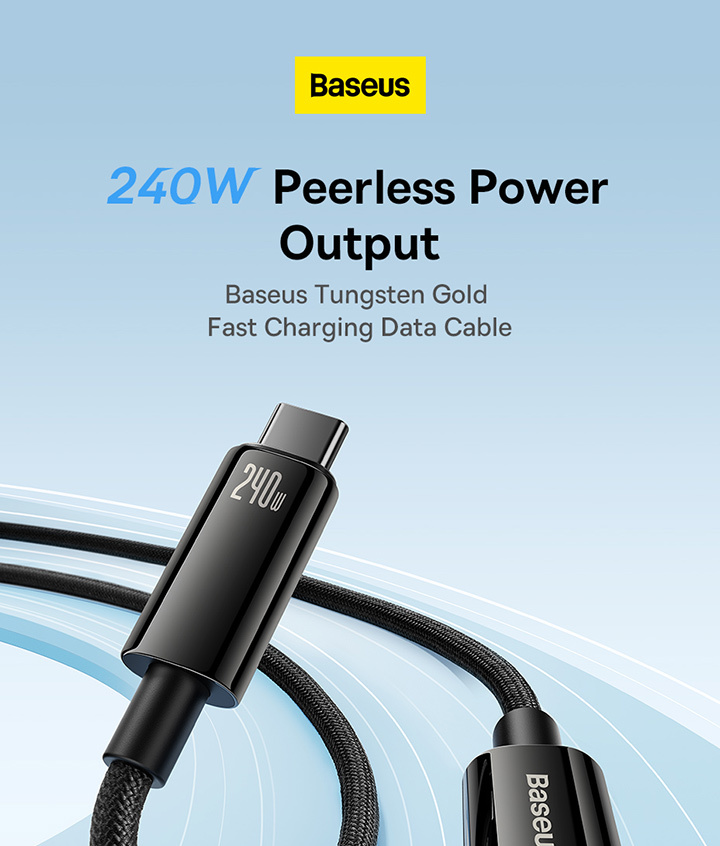 Baseus Tungsten Gold Fast Charging Data Cable USB-C to USB-C 240W Фото №1