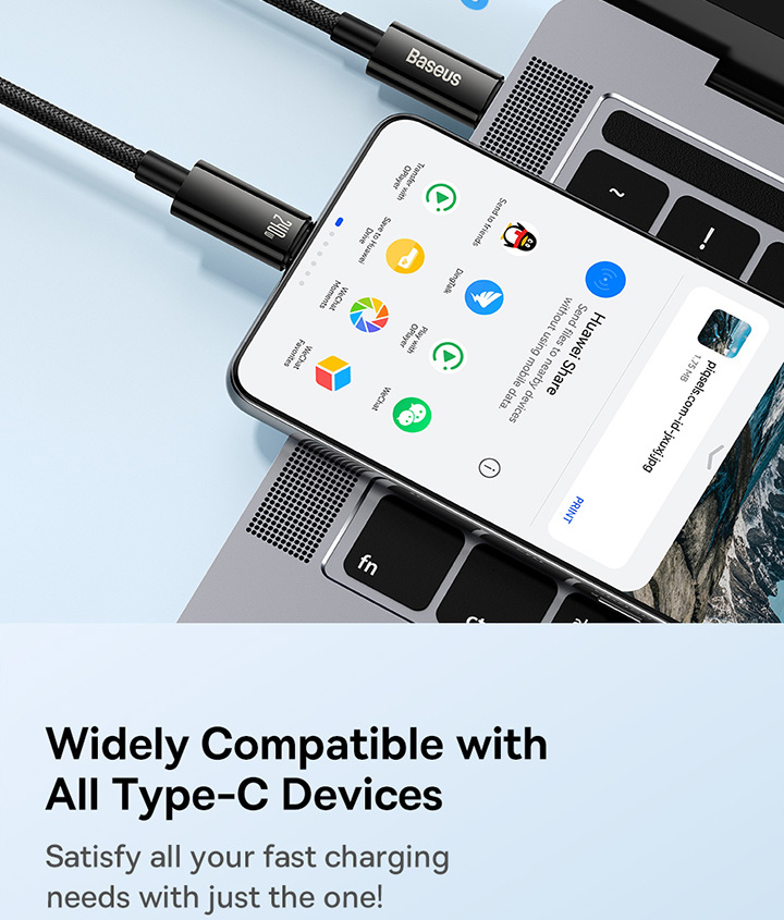 Baseus Tungsten Gold Fast Charging Data Cable USB-C to USB-C 240W Фото №10