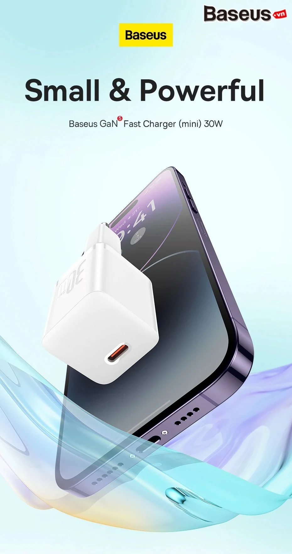 Baseus GaN5 Fast Charger Mini 1C 30W White CCGN070502 Фото №3