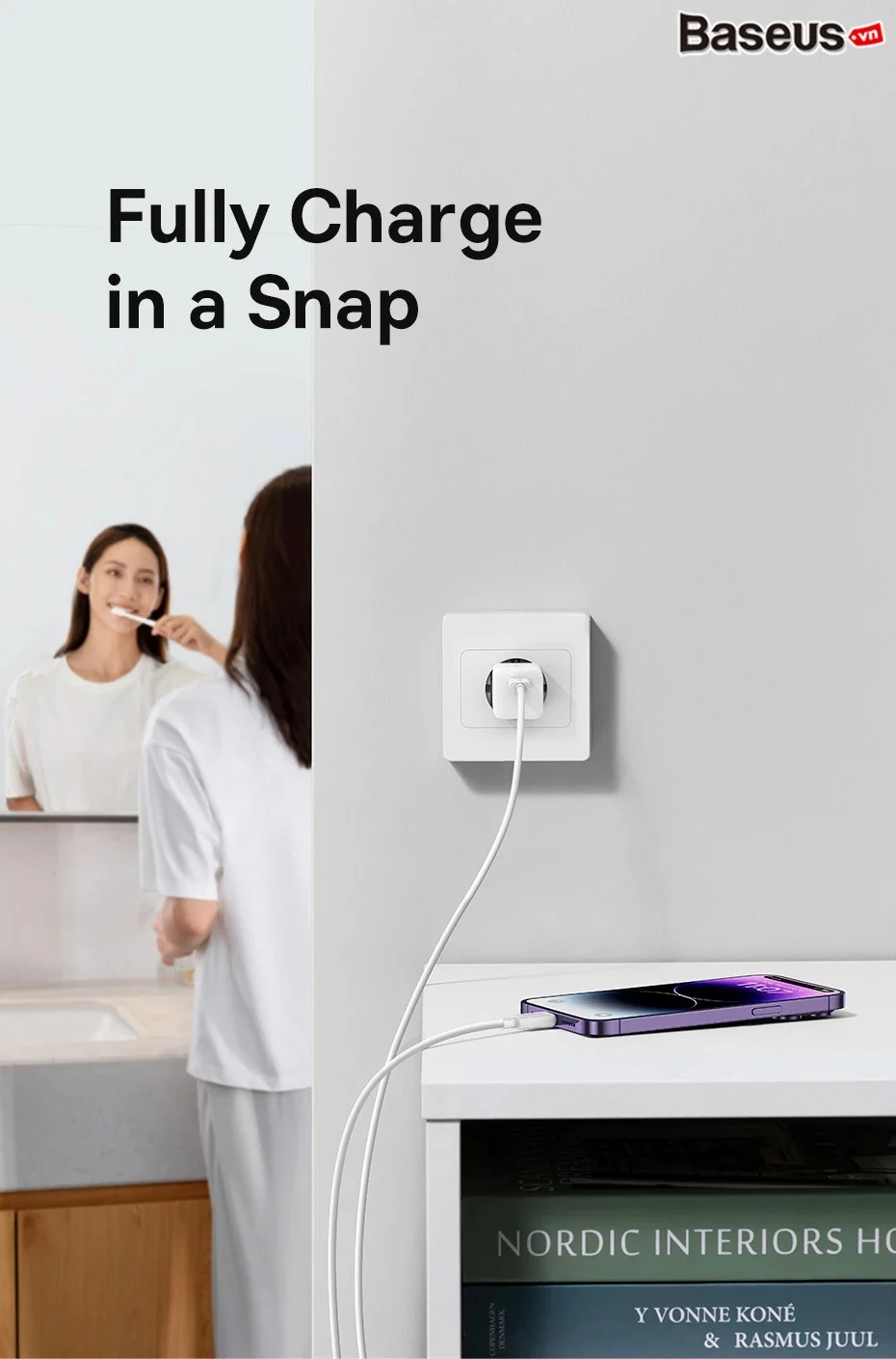 Baseus GaN5 Fast Charger Mini 1C 30W White CCGN070502 Фото №6