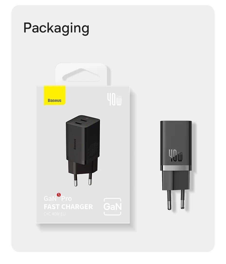 Wall Charger Baseus GaN5 2C 40W (CCGP180102) Фото №13