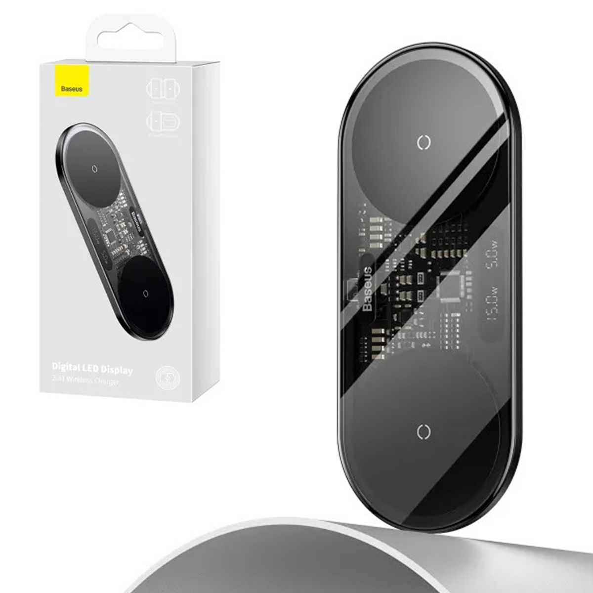 Baseus Digital LED Display 2in1 Wireless Charger 20W WXSX010101 Фото №2