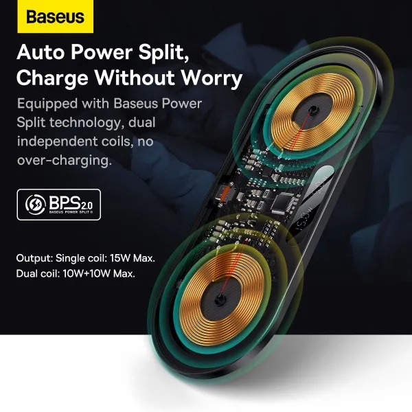 Baseus Digital LED Display 2in1 Wireless Charger 20W WXSX010101 Фото №8