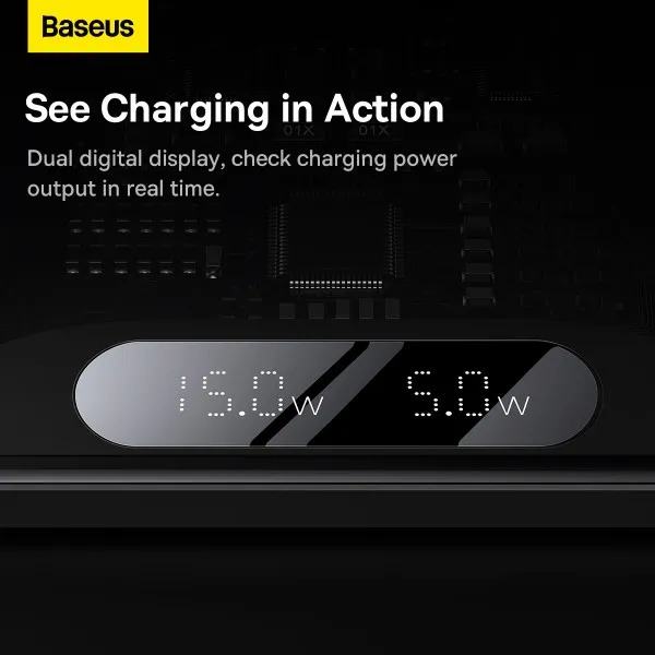 Baseus Digital LED Display 2in1 Wireless Charger 20W WXSX010101 Фото №9