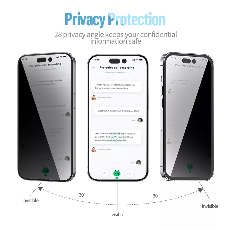 Blueo Anti-Peep Privacy Glass Full Cover HD Фото №6