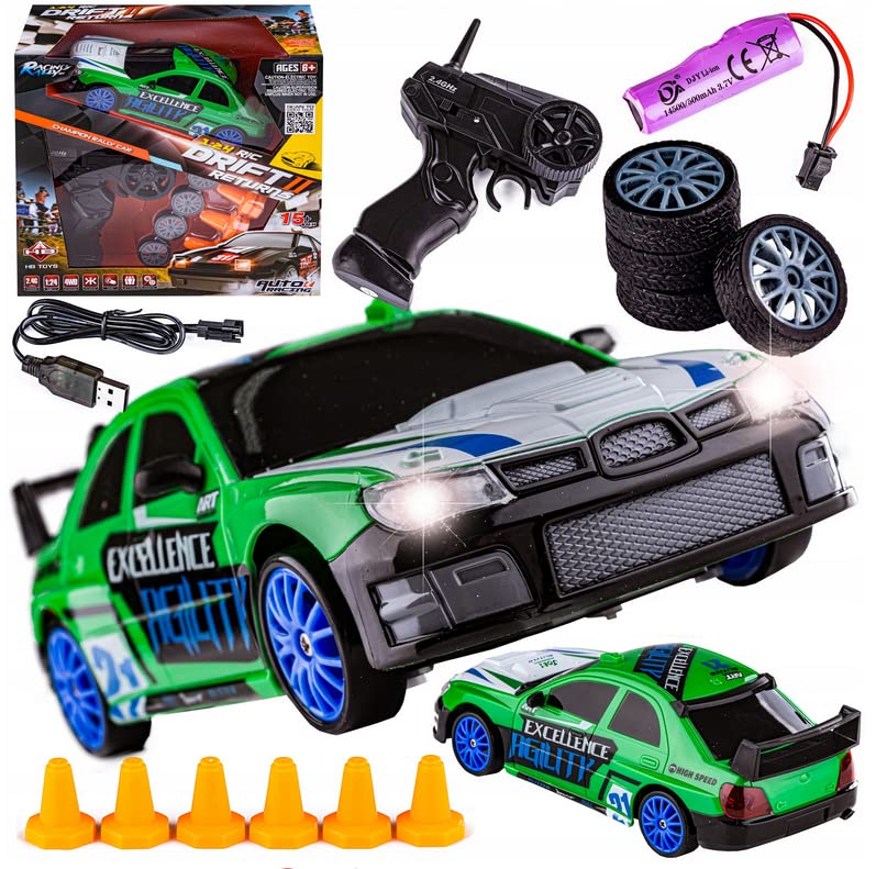 Green Remote Control Car RC Drift Car 1:24 Scale Rally Series Subaru Impreza 4WD Фото №4
